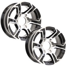 2-Pack 14x5.5 Aluminum Trailer Wheels - 5 Lug On 4.5" Bolt Pattern, 0 Offset, Matte Black (Altitude Style)