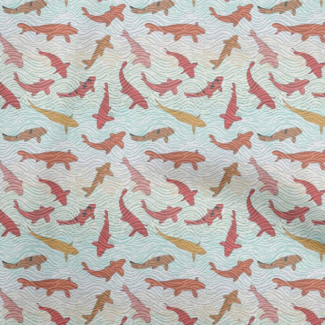 oneOone Georgette Viscose Red Fabric Asian Japanese Koi Fish With Wave Sewing Craft Projects Fabric Prints By Yard 42 Inch Wide