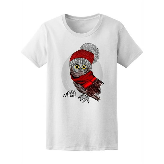 Say Whoo Owl With Knitted Hat Tee Women's -Image by Shutterstock