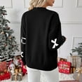 thumbnail image 6 of Cute Sweaters for Women Bowknots Print Christmas Holiday Casual Crewneck Knitted Pullover Tops Loose Jumpers (XL, Black), 6 of 7