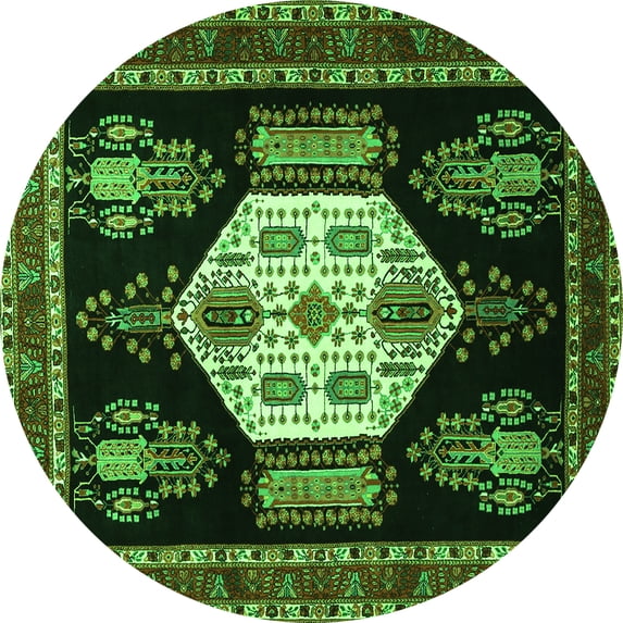 Ahgly Company Indoor Round Persian Green Traditional Area Rugs, 8' Round