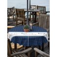 thumbnail image 2 of Outdoor Tablecloth with Umbrella Hole for Patio/Picnic/Party/Camping, Blue Plaid Waterproof Table Cloth Round Cover Washable, Country Live Love Laugh Text Star Love Heart (Dia 60"), 2 of 8