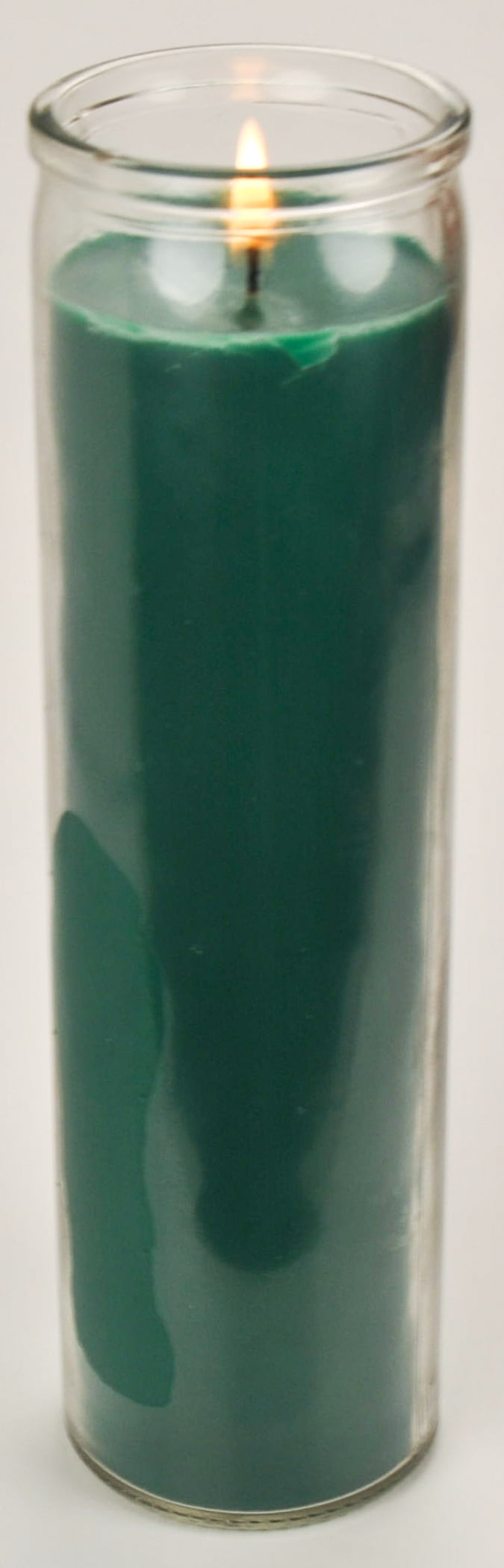 (2 pack) Prayer Candle Clear Glass Green Wax, 8 Inch