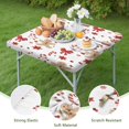 thumbnail image 4 of Red Christmas Gingerbread Man Pattern Square Fitted Tablecloth with Elastic Edge,Square Table Cover,Washable Elastic Table Cover for Home Kitchen Party Decor 34"x34", 4 of 6