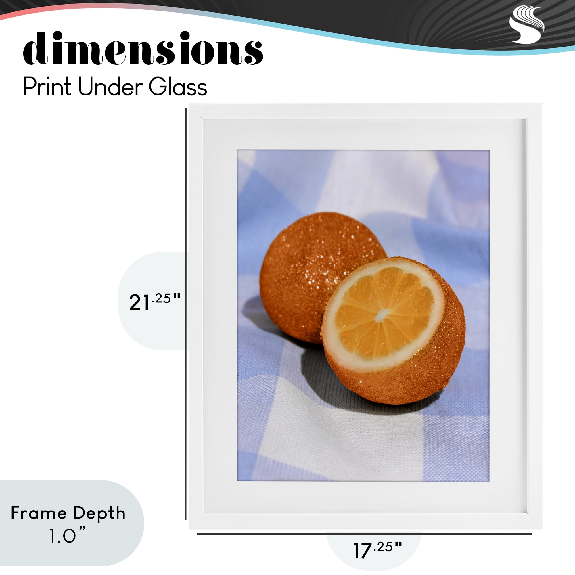 Stupell Industries Glimmer Orange on Blue White Framed Print Under Glass, design by LISH Creative