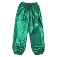 thumbnail image 6 of iixpin Kids Girls Metallic Jazz Dance Outfit Short Sleeve Sparkly T-shirt and Pants 2 Piece Hip Hop Dancewear Green 15-16, 6 of 7