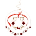 thumbnail image 1 of KAKOWELY 1 juego de joyas para mujer, collar, pulsera, pendientes, flores, San Valentín, para novia y boda., 1 of 5