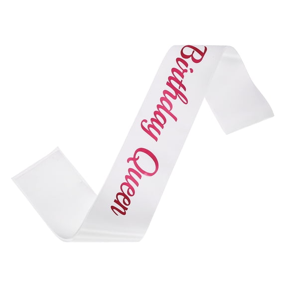 Uxcell Birthday Queen Sash with Pin Hot Pink Foil Lettering Party Favors Supplies Decorations Accessories for Women Costume Gifts Sweet Birth Day, White