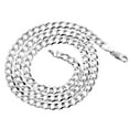 thumbnail image 2 of 14k White Gold Italy Cuban Curb Solid Chain Necklace 3.5mm Wide 18 Long with Lobster Clasp, 2 of 3