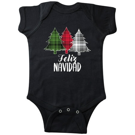 

Inktastic Feliz Navidad Plaid Trees Gift Baby Boy or Baby Girl Bodysuit