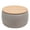 Light Gray, variant on GZXS 25.5" Round Ottoman with Flip-Top Lid and Hidden Storage Compartment, Handmade Plastic Rattan Footrest/End Table, No Assembly, Natural