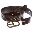 thumbnail image 3 of 1 1/2" Oval Snap on Perforated Nailhead Studded Cowhide Solid Leather Belt, 3 of 4