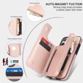 thumbnail image 4 of for iPhone 16 Crossbody Wallet Phone Case with Card Holder&Zipper, Back Flip Folio PU Leather Kickstand Card Slots Case for Women Girls, Double Magnetic Clasp Shockproof Cover,Rosegold, 4 of 8
