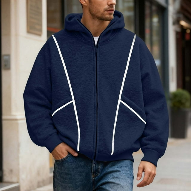 MHFRRA Sudadera con Capucha de Peso Pesado para Otoño/Invierno, Chaqueta Informal de Moda Marina de guerra
