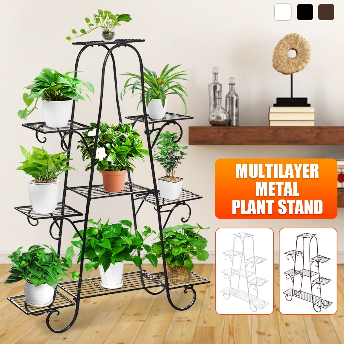 Multilayer Floor Standing Flower Pot Holder Shelf &amp; Plant