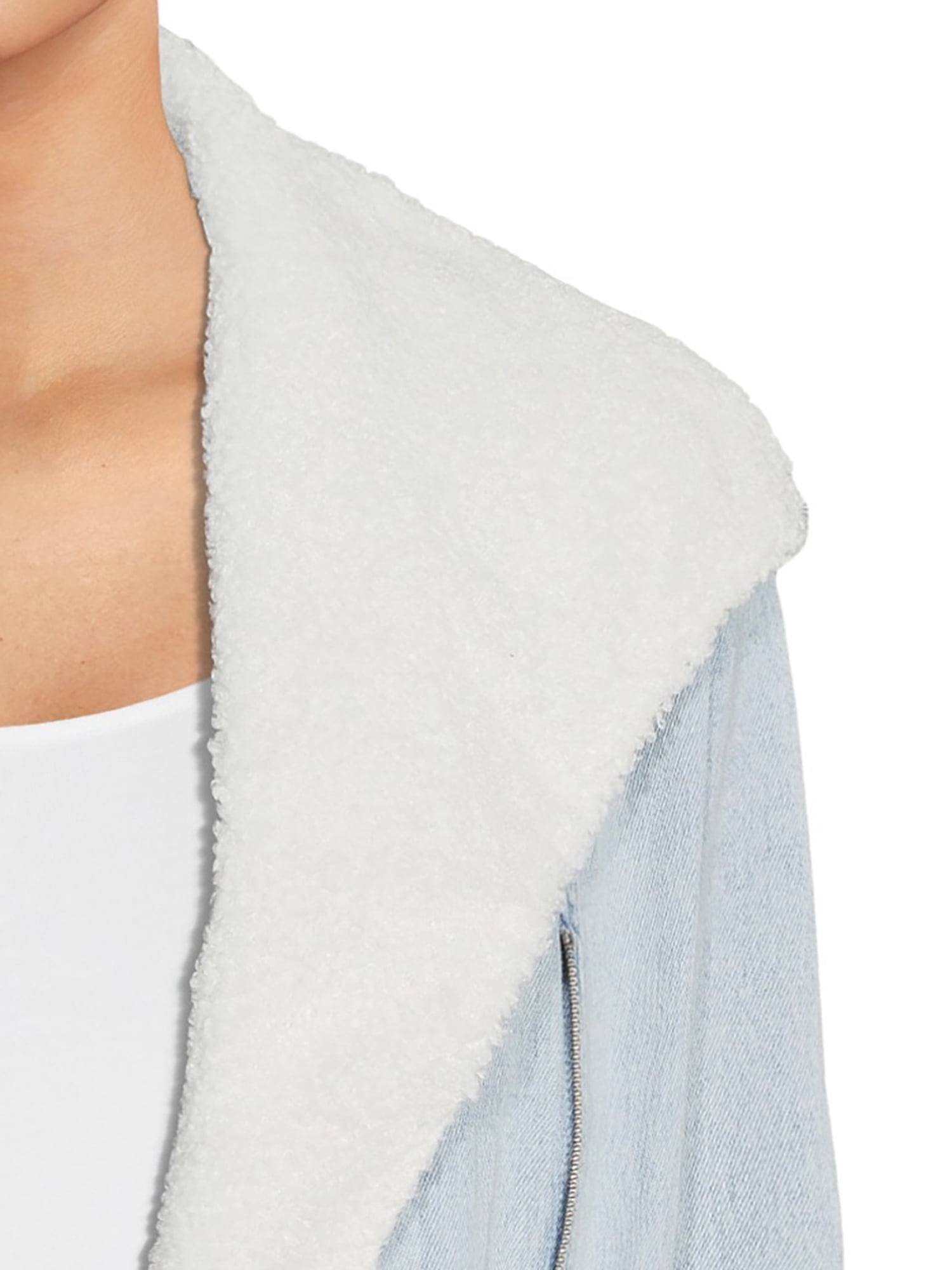 Time and Tru Women's Denim Faux Sherpa Jacket