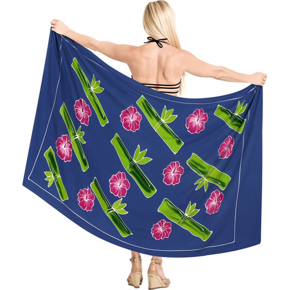 HAPPY BAY Women's Summer Beachwear Sarong Bikini Wraps Swim Cover up Skirt Wrap Bathing suit Swimwear Swimsuit Beach Coverups for Women One Size Floral, Blue