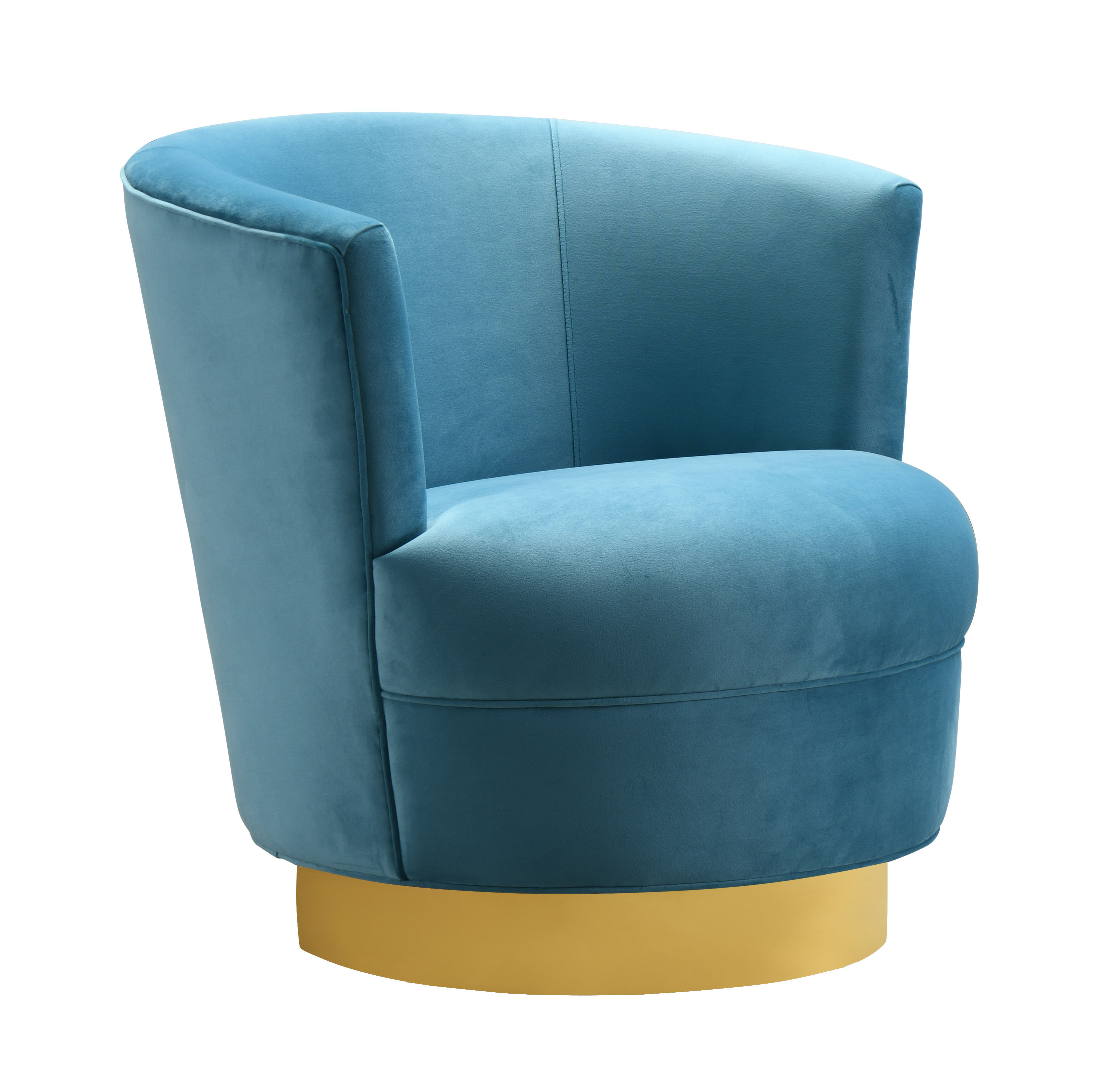Noah Gold Base Lake Blue Swivel Chair by TOV Furniture - image 2 of 6