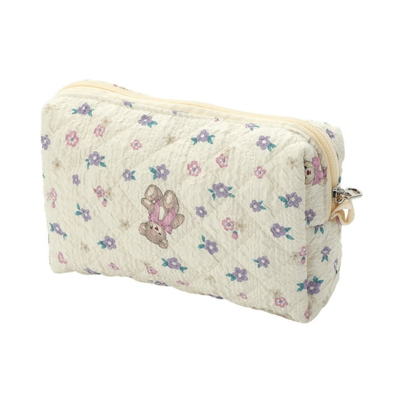 Unique Bargains 1 Pc Teddy Makeup Bag for Travel Purple Cotton