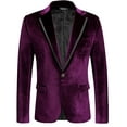 thumbnail image 3 of COOFANDY Mens Velvet Blazer Purple Tuxedo Jackets Notched Lapel Single Button Dinner Prom Party Jackets Christmas Gift, 3 of 16