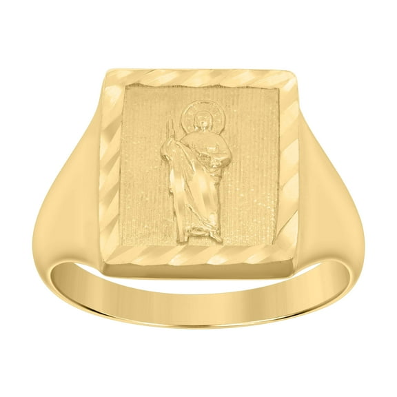10kt Real Yellow Gold Mens Saint Jude Religious Ring
