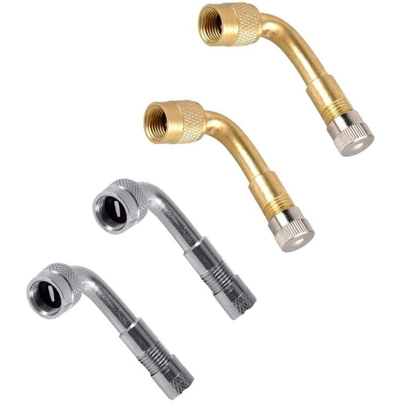 KEWAYO Tire Valve Extension Adaptor 4pcs 90掳 Universal Valve Stem Extensions Universal Brass Curved Wheel Valve