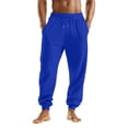 thumbnail image 2 of Resicozy Casual Joggers for Men Cotton Drawstring Elastic Waist Cargo Pants Lightweight Sweatpants with Pockets Blue L, 2 of 7