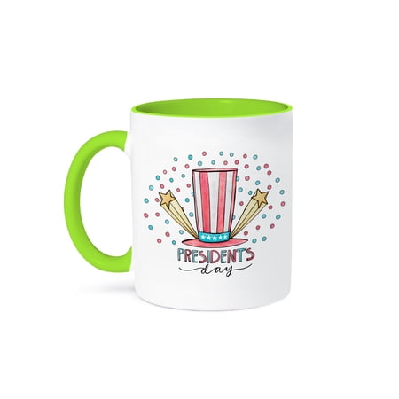 3drose, Presidents Day Lovely Drawing of a Presidents Hat, 15oz Two-tone Green Mug