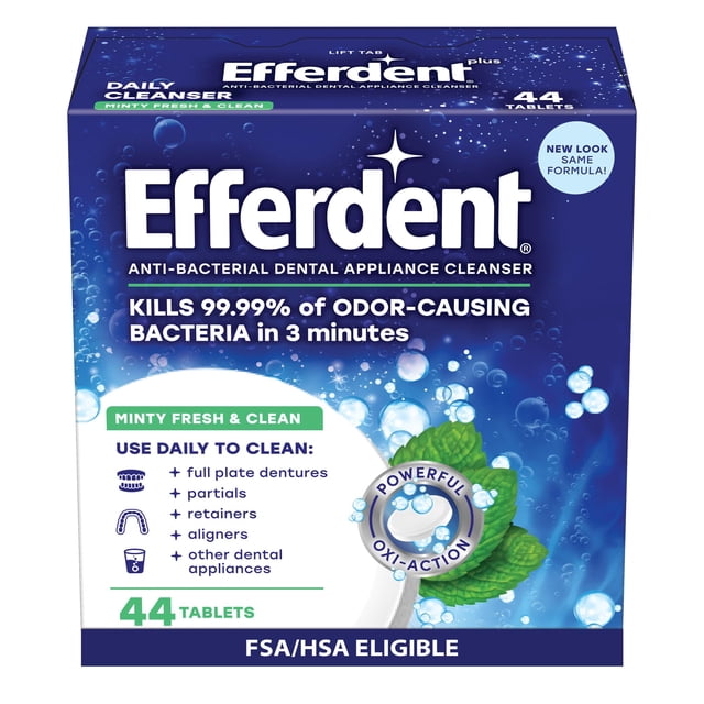 Tabletas limpiadoras de dentaduras Efferdent Dental Appliances, 44 unidades