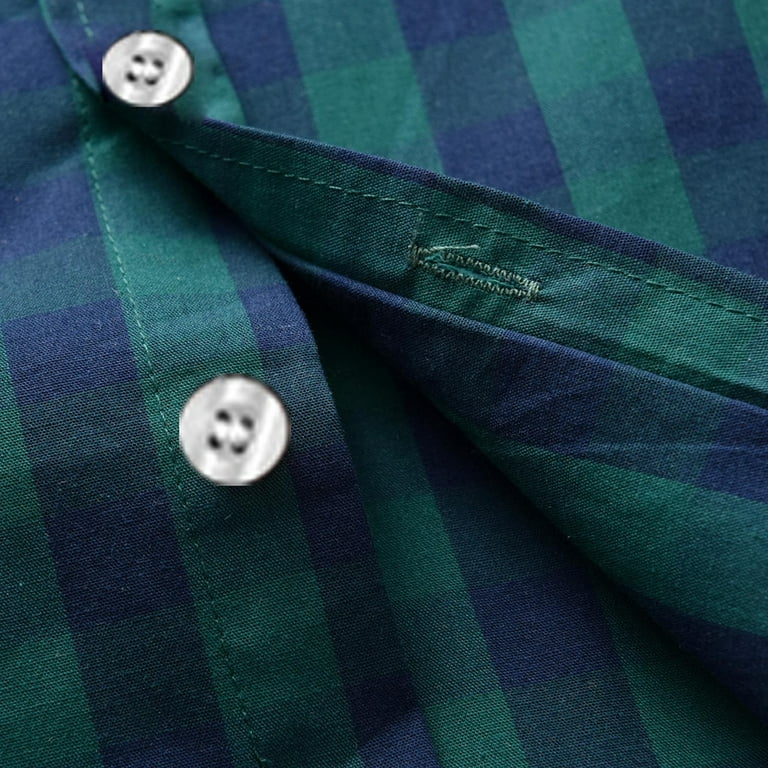 SANGTREE Boys' Casual Short Sleeve Button-Down Shirt - Plaid, Royal Blue, Sizes 2T-2XL