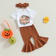 thumbnail image 2 of Douhoow 2pcs Baby Girl Thanksgiving Clothes Short Sleeve Pumpkin Romper Rib Flare Pants, 2 of 7