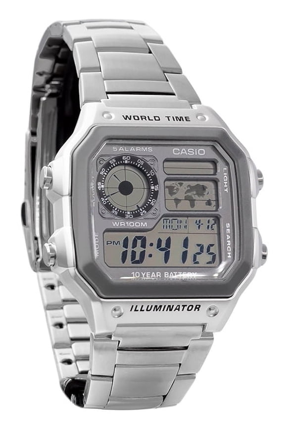 Men's World Time Sport Watch, Stainless Steel Bracelet