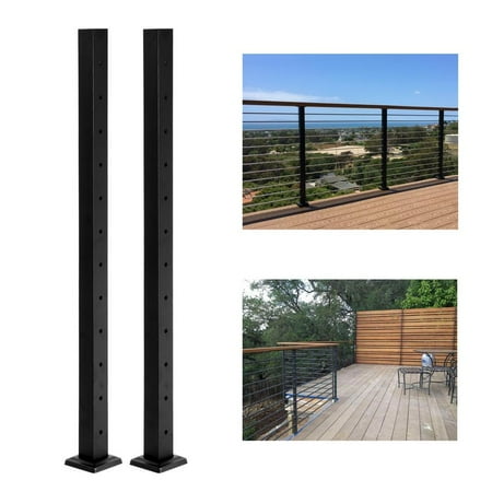 kagrote 2Pack 41" Cable Railing Post Kits, Fixed Top Mount Levels Drilled Lines Post Top Cable Railing System 41" Cable Railing Posts Top Mount Railing Post for Deck Fence