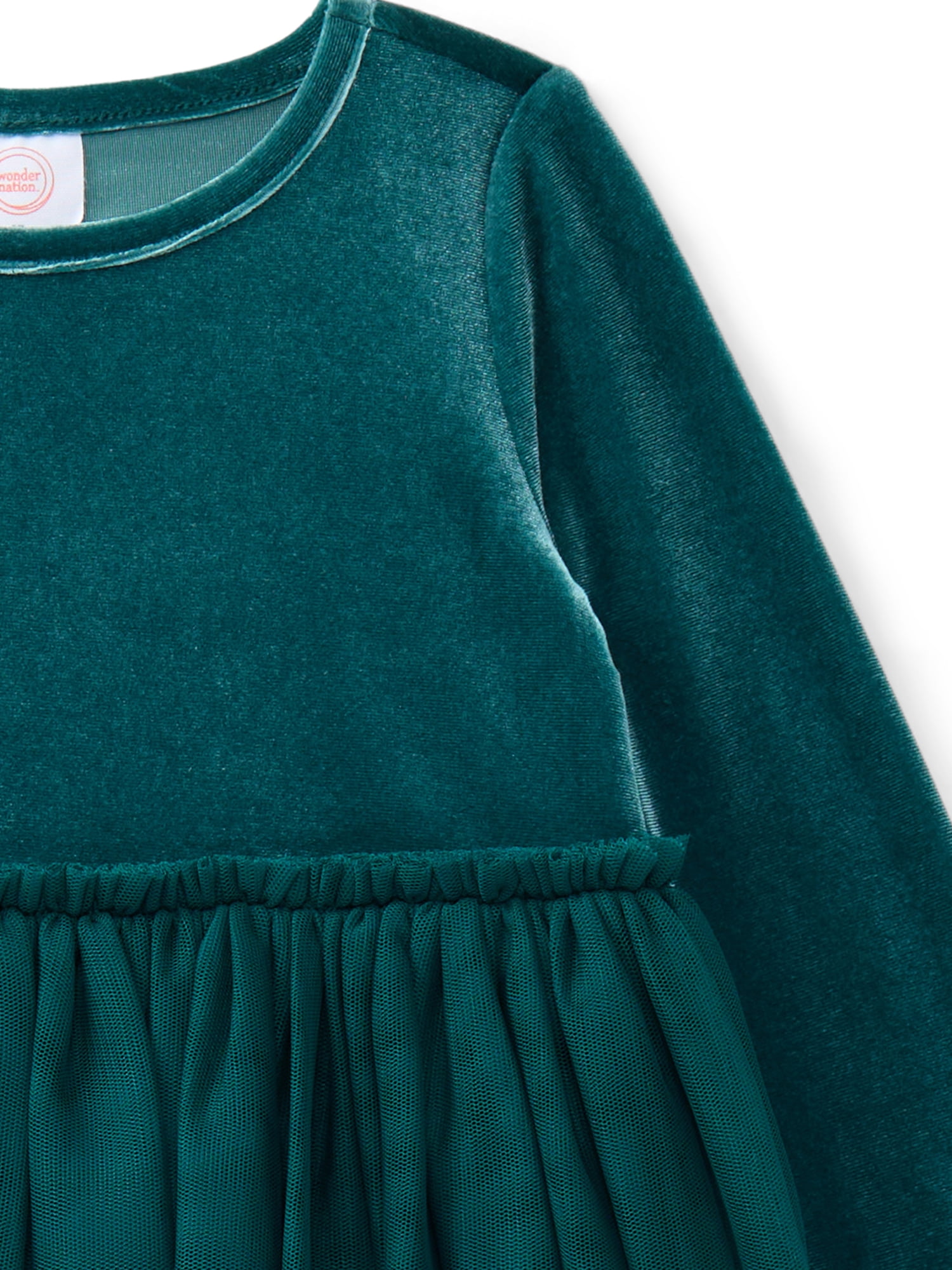 Wonder Nation Toddler Girls' Velour Tutu Dress with Long Sleeves, Sizes 12M- 5T