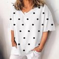 thumbnail image 2 of Blusa de manga corta con cuello en V y estampado de puntos sueltos informales de verano para mujer OAVQHLG3B Store  lin121212, 2 of 4