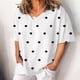 thumbnail image 2 of Blusa de manga corta con cuello en V y estampado de puntos sueltos informales de verano para mujer OAVQHLG3B Store  lin121212, 2 of 4