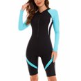 thumbnail image 3 of Women's Zipper Knee Length Bathing Suits Long Sleeve One Piece Rash Guard Swimsuits UPF 50+ Surfing Athletic Swimwear Printed Beach Holiday Swimming Bodysuit, 3 of 6