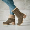 thumbnail image 2 of Mostsola Winter Boots for Women Comfortable Pull on Suede Mid Calf Boots Stacked Heel Ankle Booties, 2 of 7
