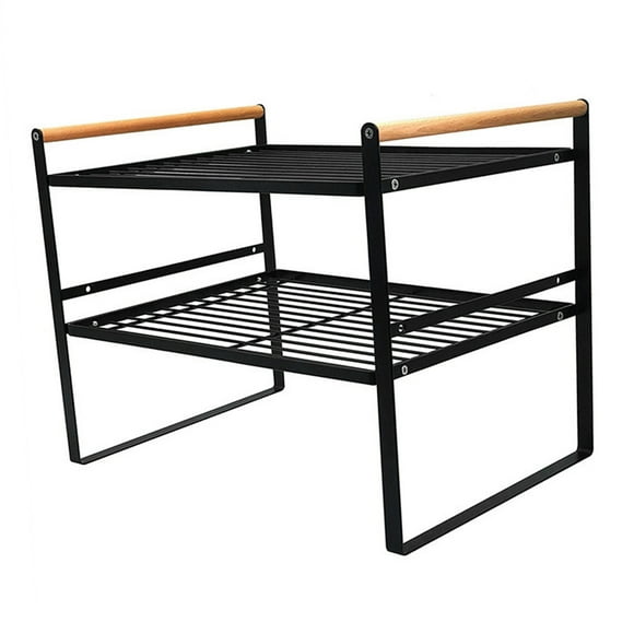 Double Layer Cupboard Shelf Organizer, Non Slip Multifunctional Kitchen Organizer Shelf for Counter Kitchen Organization