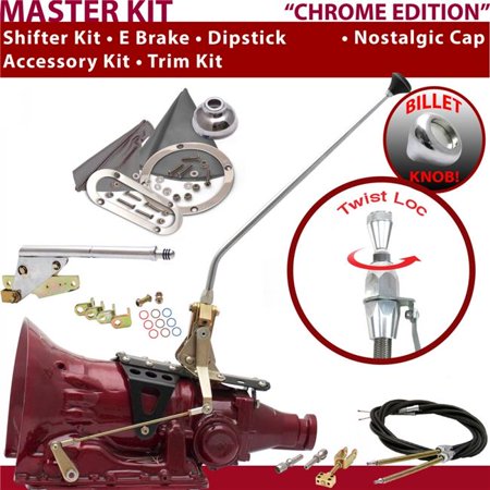 American Shifter TH400 Shifter Kit Chrome 16 in. E Brake Cable Trim Kit Dipstick for F2CB3
