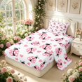 thumbnail image 2 of Erosebridal Bug Ladybug Twin Sheets,Kawaii Heart Print Bedding,White Pink,3 Pieces,1 Flat Sheet,1 Fitted Sheet and 1 Pillowcase, 2 of 6
