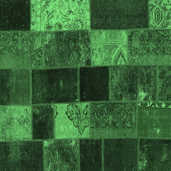 Ahgly Company Indoor Square Patchwork Emerald Green Transitional Area Rugs, 6' Square