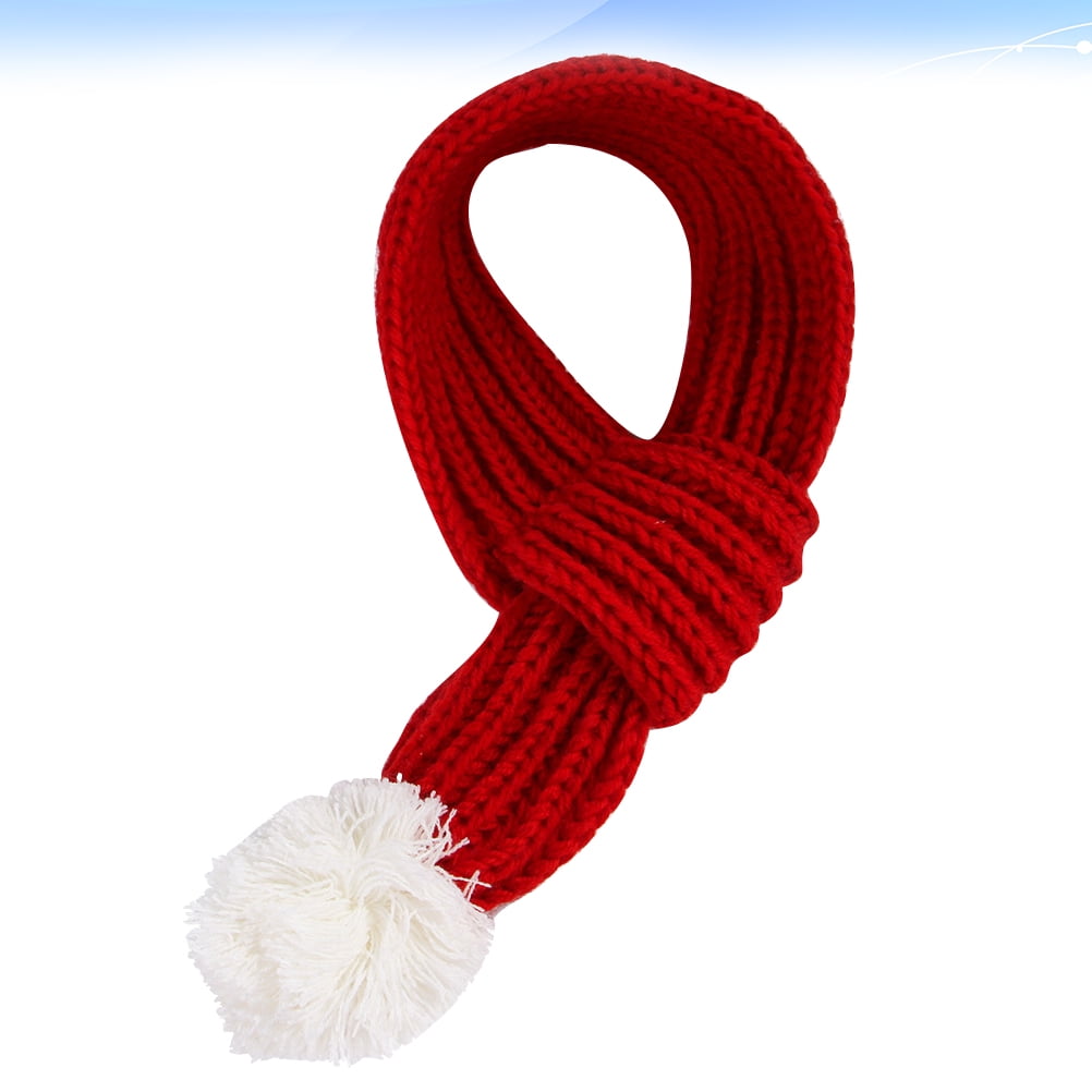 WASHWEPE Red Knitted Christmas Dog Scarf Winter Warmth Pet Accessories for Holiday Wear
