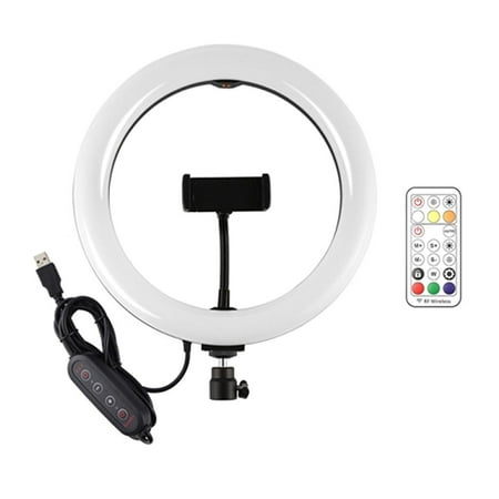 Image of 10 Desktop Selfie USB LED Dimmable Desk Fill Lights with Tripod Ball Phone Clip Holder & Remote Control