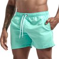 thumbnail image 1 of Mens Swim Trunks with Pockets Mesh Liner Summer Casual Beach Board Shorts Quick Dry Swimming Bathing Suit Swimsuit Swimwear Mint Green L, 1 of 6