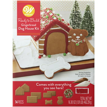 Wilton Ready-to-Build Gingerbread Dog House Kit, 14-Piece