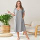 thumbnail image 1 of Camisón de cuello redondo para mujer, ropa de dormir de color sólido, lencería Sexy, vestido de casa, 1 of 5