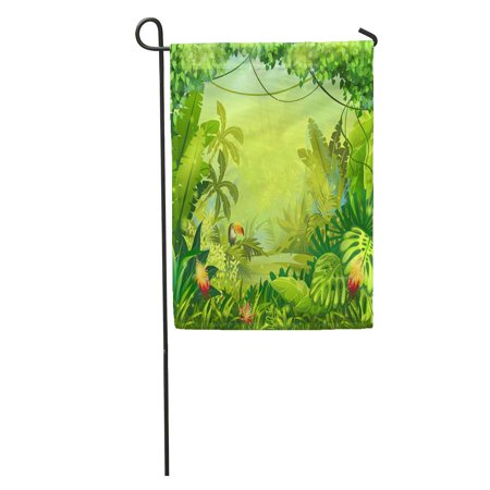 SIDONKU Jungle Toucan and Flower for Video Online Games Magazines Newspapers Garden Flag Decorative Flag House Banner 12x18 inch