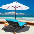thumbnail image 4 of Costway 2-Person Patio Rattan Lounge Chair Chaise Recliner Adjustable Cushion Turquoise, 4 of 12
