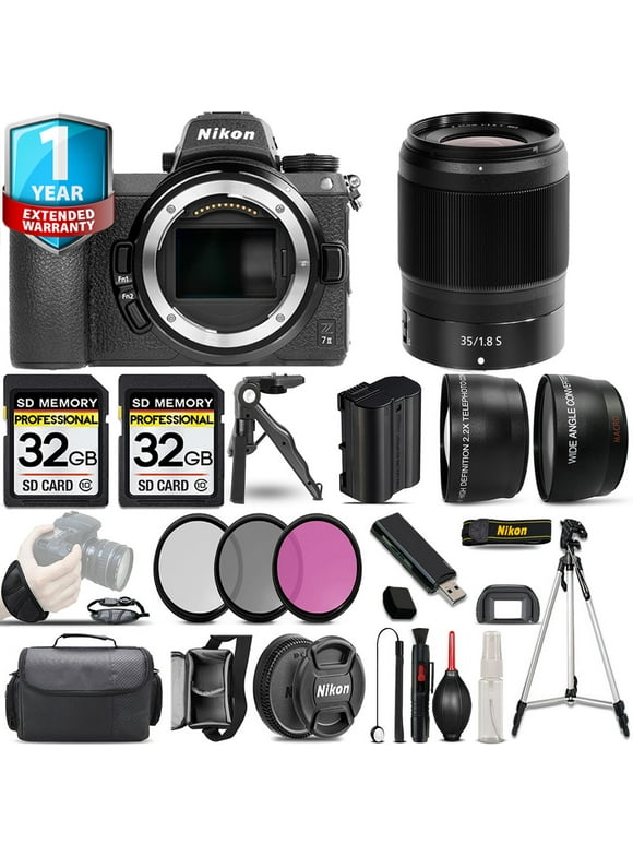 Nikon Z7 II Mirrorless Camera with 35mm f/1.8 S Lens + 0.43X Wide Angle Lens + 2.2x Telephoto Lens + 3 PC Filter Set